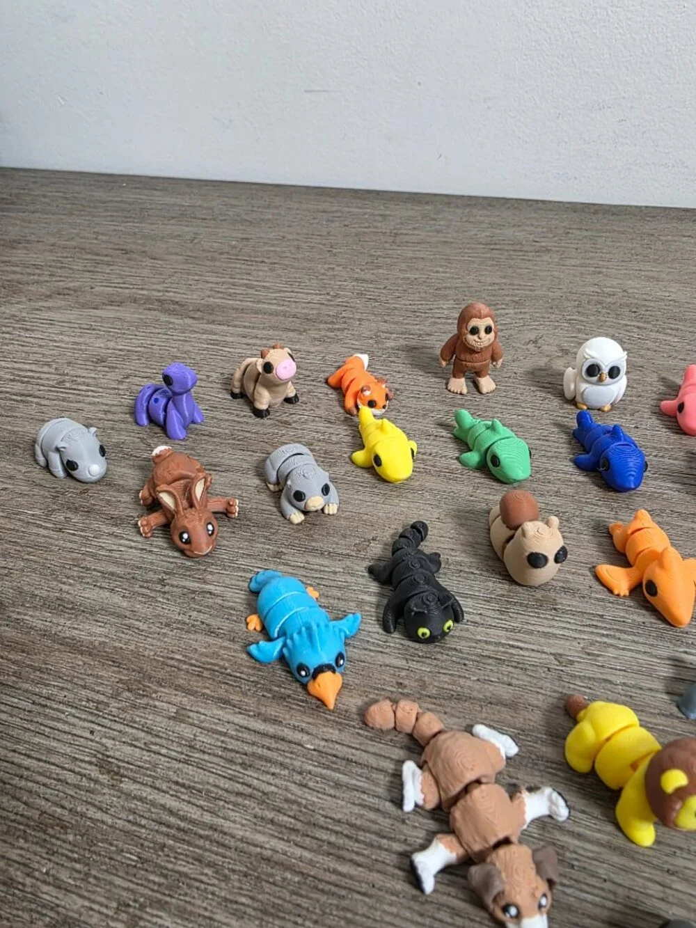 Assortment of 34 Mini 3D Printed Animal Figurines Fidget Toys Desk Pets School